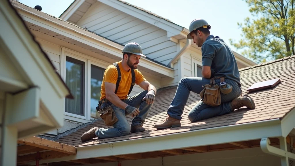 Team of contractors collaborating on roof, siding, and gutter upgrades for a comprehensive roofing siding and gutter system renovation